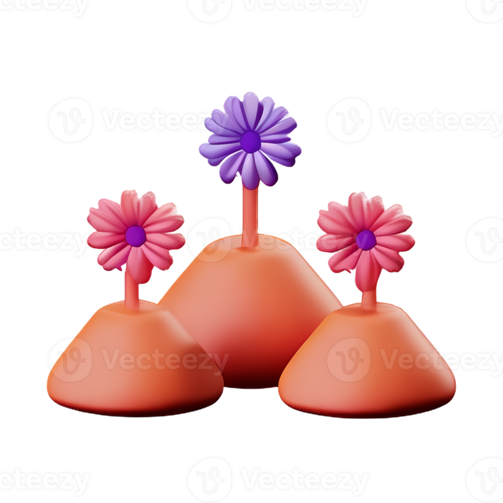 boho flowers 3d rendering icon illustration png