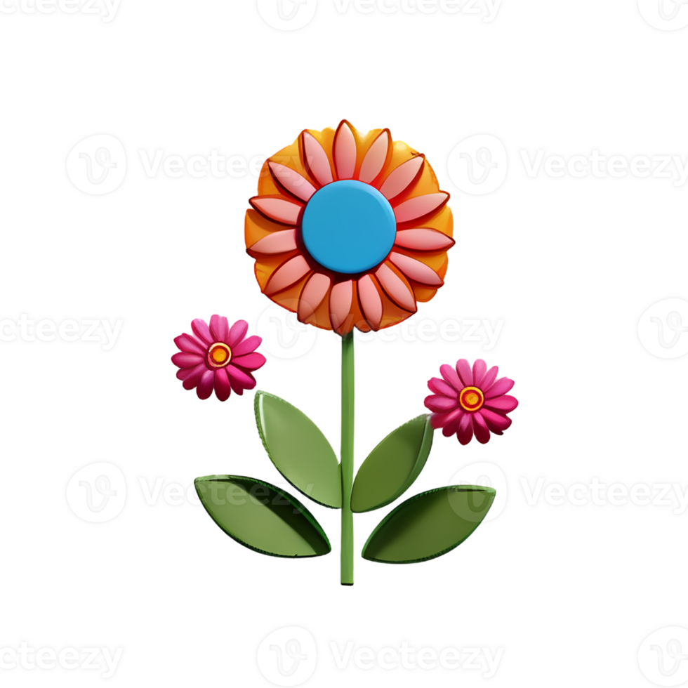 boho flowers 3d rendering icon illustration png