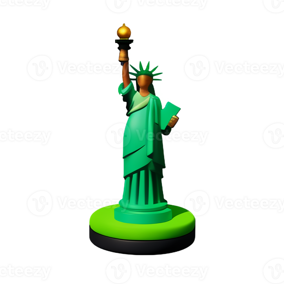 statue of liberty 3d rendering icon illustration png