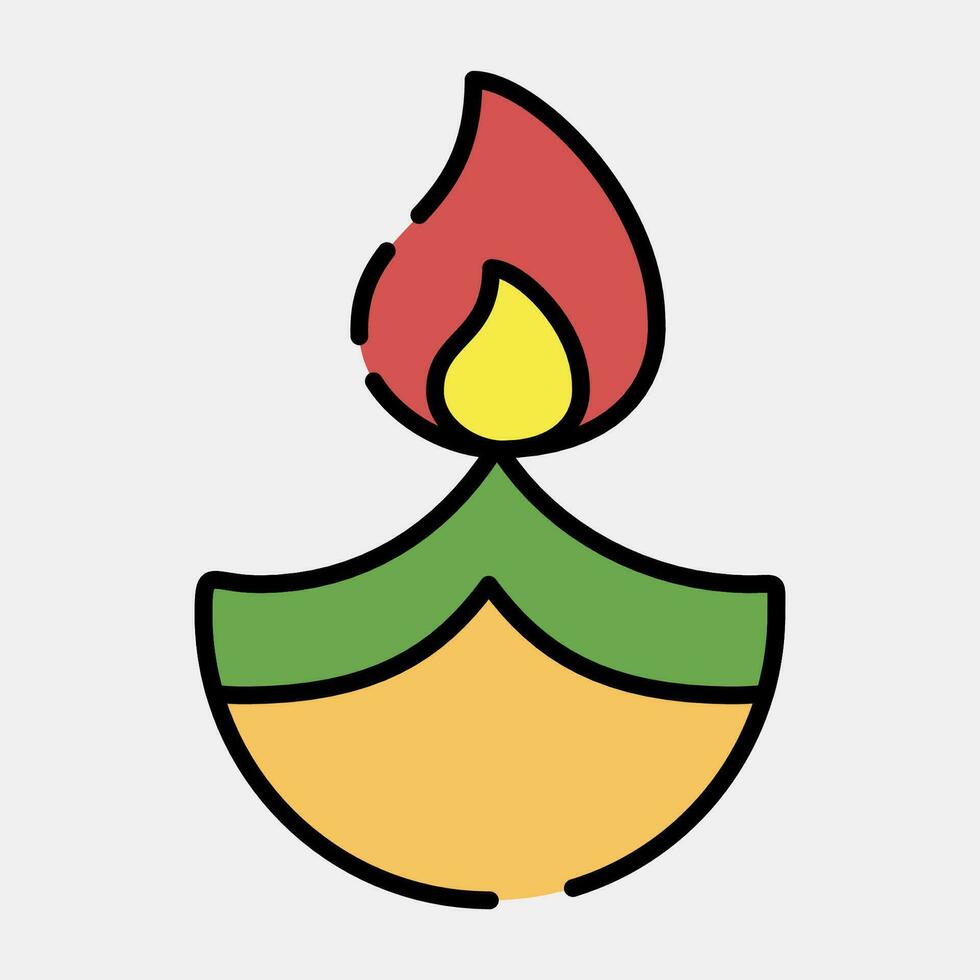 Icon fire lamp. Diwali celebration elements. Icons in filled line style. Good for prints, posters, logo, decoration, infographics, etc. vector