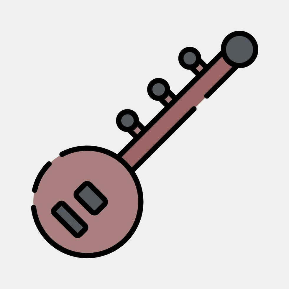Icon sitar. Diwali celebration elements. Icons in filled line style. Good for prints, posters, logo, decoration, infographics, etc. vector