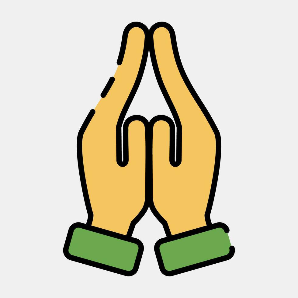 Icon pray. Diwali celebration elements. Icons in filled line style. Good for prints, posters, logo, decoration, infographics, etc. vector