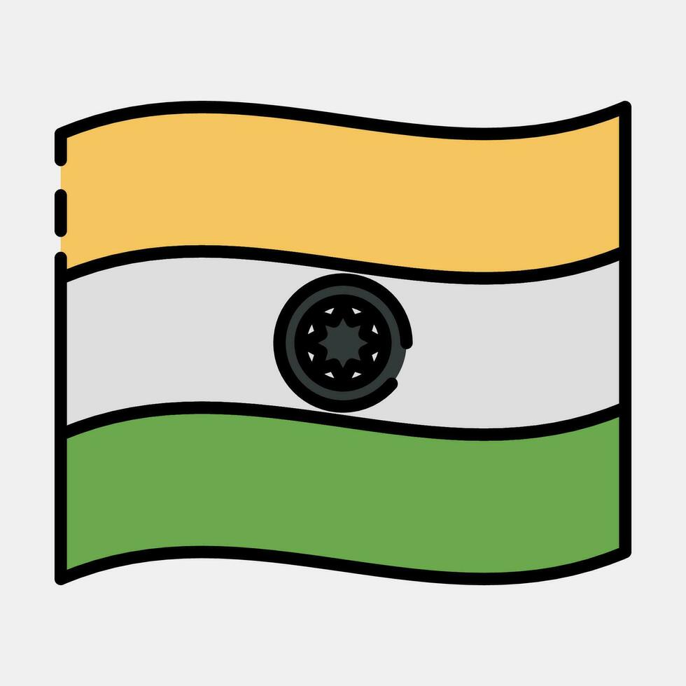 Icon indian flag. Diwali celebration elements. Icons in filled line style. Good for prints, posters, logo, decoration, infographics, etc. vector