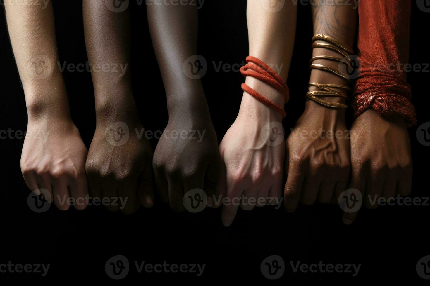 AI Generative diverse people holding hands photo