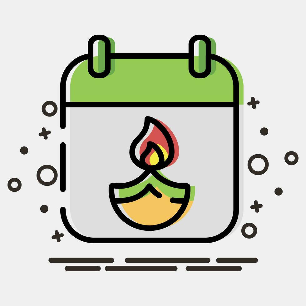 icono diwali calendario. diwali celebracion elementos. íconos en mbe estilo. bueno para huellas dactilares, carteles, logo, decoración, infografía, etc. vector