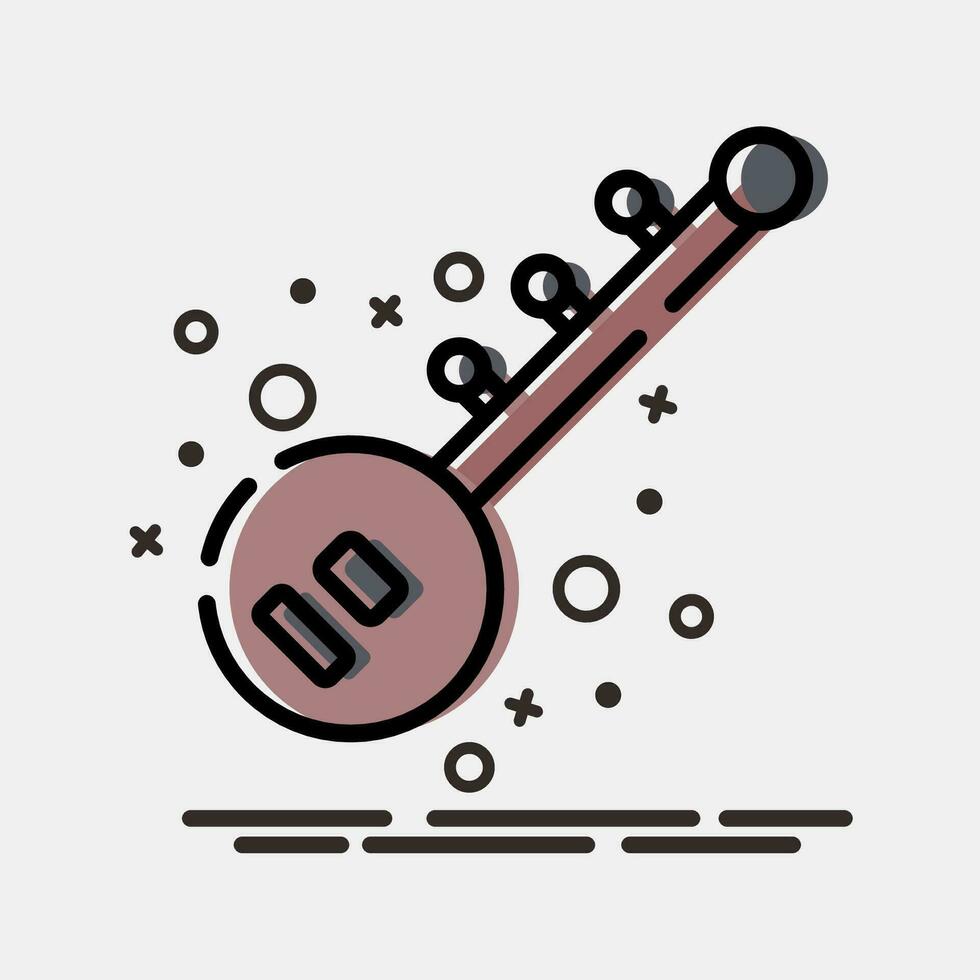 Icon sitar. Diwali celebration elements. Icons in MBE style. Good for prints, posters, logo, decoration, infographics, etc. vector