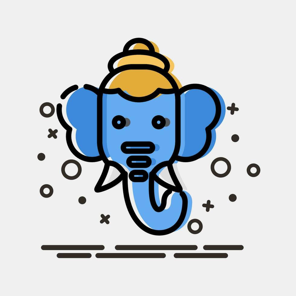 Icon ganesha. Diwali celebration elements. Icons in MBE style. Good for prints, posters, logo, decoration, infographics, etc. vector