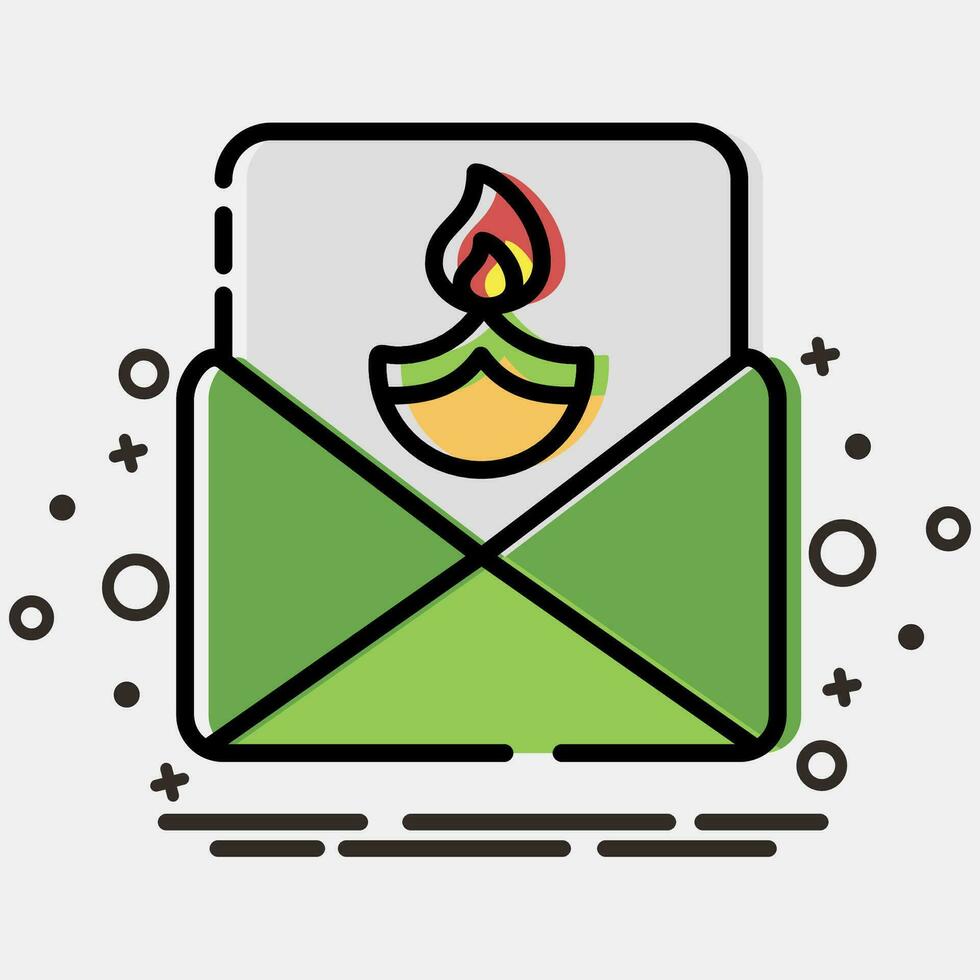 Icon greeting card. Diwali celebration elements. Icons in MBE style. Good for prints, posters, logo, decoration, infographics, etc. vector