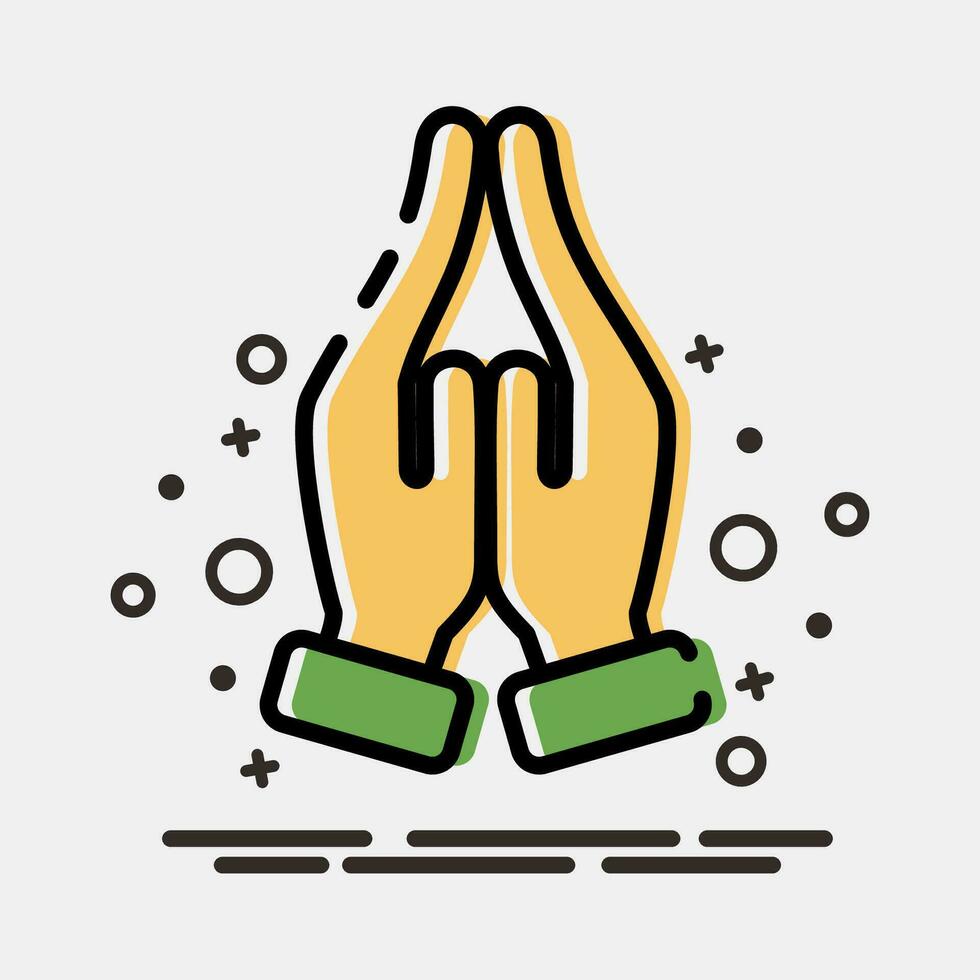 Icon pray. Diwali celebration elements. Icons in MBE style. Good for prints, posters, logo, decoration, infographics, etc. vector