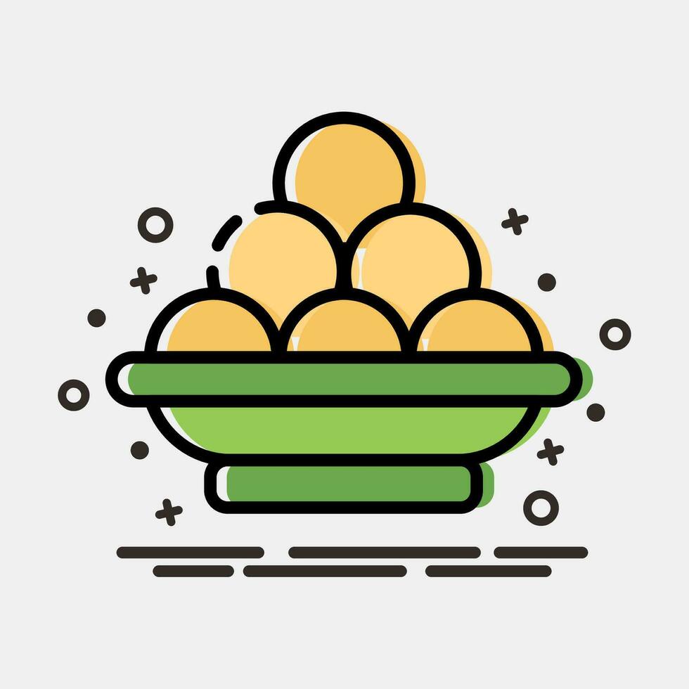 Icon laddu. Diwali celebration elements. Icons in MBE style. Good for prints, posters, logo, decoration, infographics, etc. vector