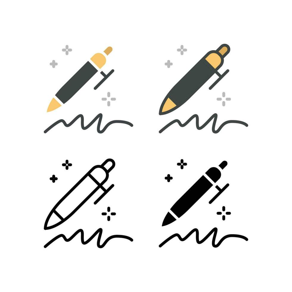 Pen with simple lettering silhouette. write messages. Pen signing a contract with signature line. Handwriting recognition. Business writing icon. Vector illustration design on white background. EPS10