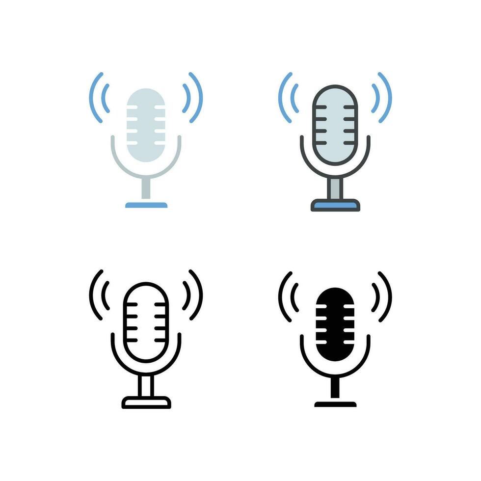 Voice Record. Retro Microphone, recording audio on internet. Podcasting entertainment. Broadcast audio, digital live radio. Make Your Podcast icon. Vector illustration design on white background EPS10