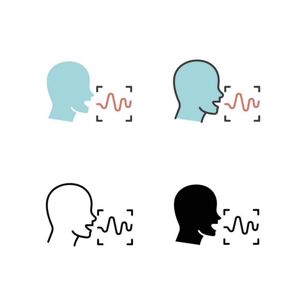 Human voice and sound waves for sound verification, audio identification technology. Biometric Technology Security system. Voice recognition icon. Vector illustration Design on white background EPS10