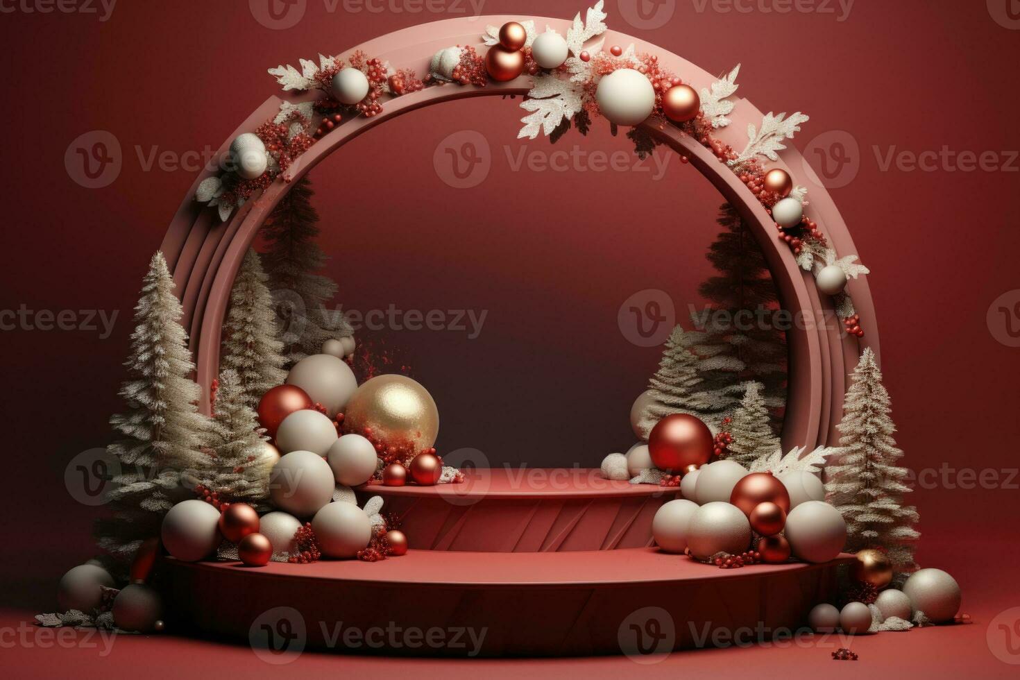 Merry christmas and happy new year podium AI Generative photo