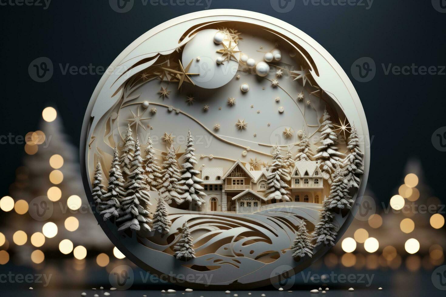 Beautiful Christmas scene in layered forms AI generated photo