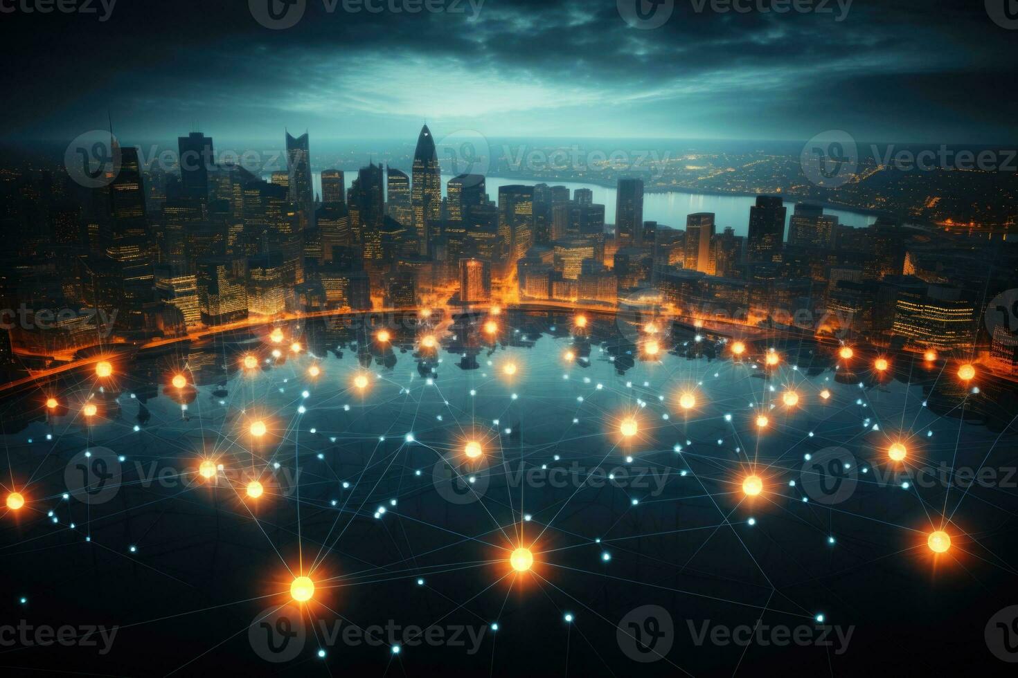 Global business networking structure AI Generative photo
