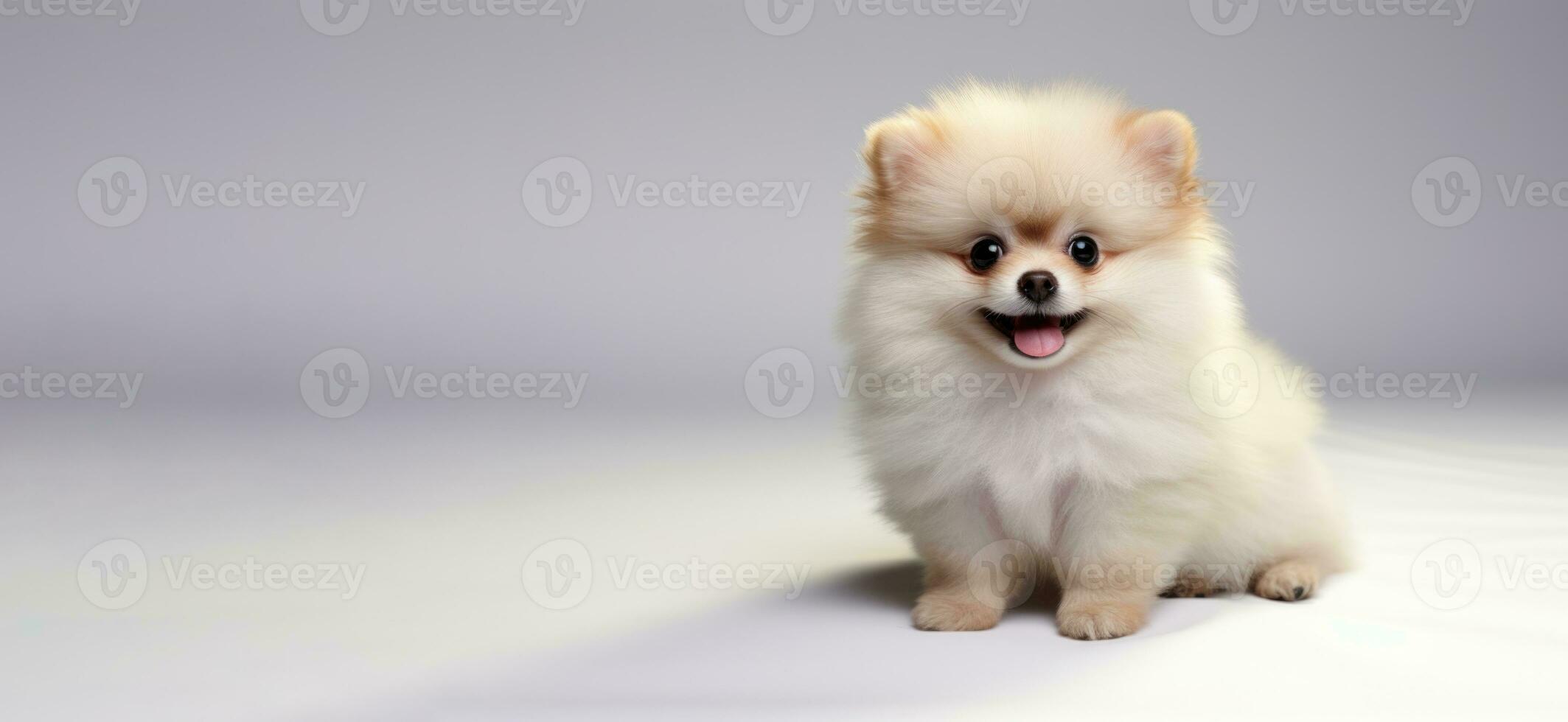 Banner cute pomeranian dog AI generated photo