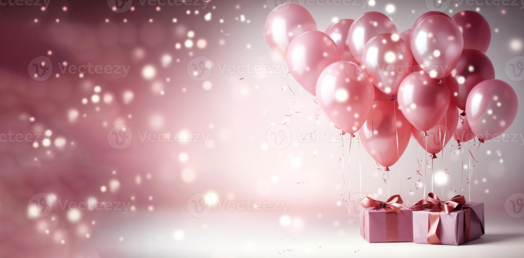 Celebration, festive background with helium balloons for girl photo