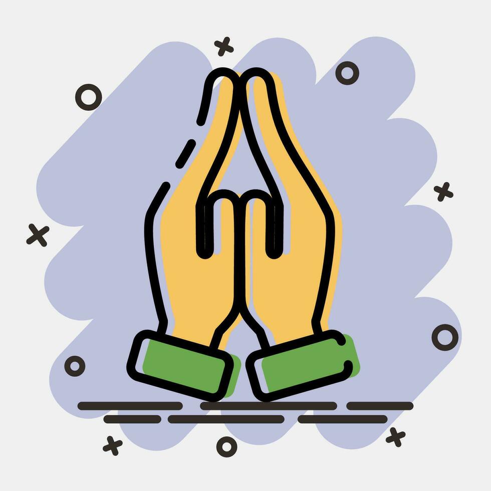 Icon pray. Diwali celebration elements. Icons in comic style. Good for prints, posters, logo, decoration, infographics, etc. vector