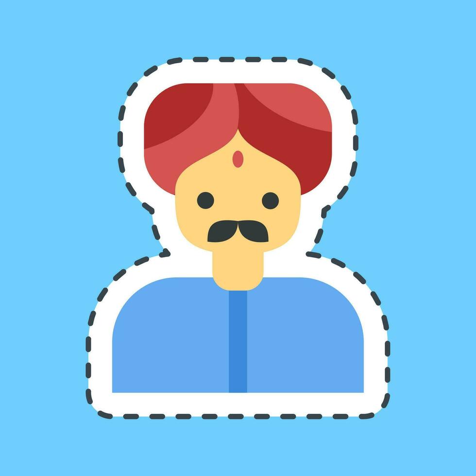 Cutting line sticker indian man. Diwali celebration elements. Good for prints, posters, logo, decoration, infographics, etc. vector