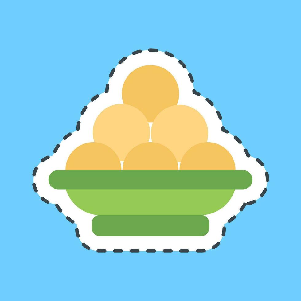 Cutting line sticker laddu. Diwali celebration elements. Good for prints, posters, logo, decoration, infographics, etc. vector