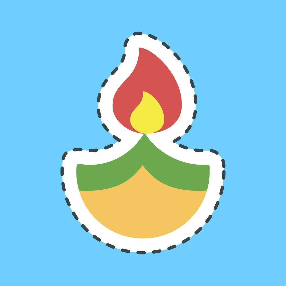 Cutting line sticker fire lamp. Diwali celebration elements. Good for prints, posters, logo, decoration, infographics, etc. vector
