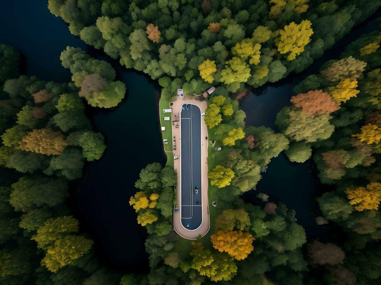 Generative Ai image of Nature, birds, drone, future, technology. landscape photo