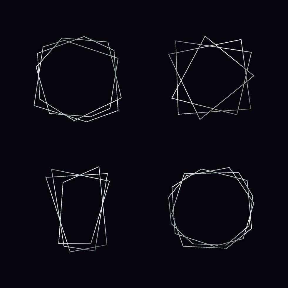 Silver geometric polygonal frame vector