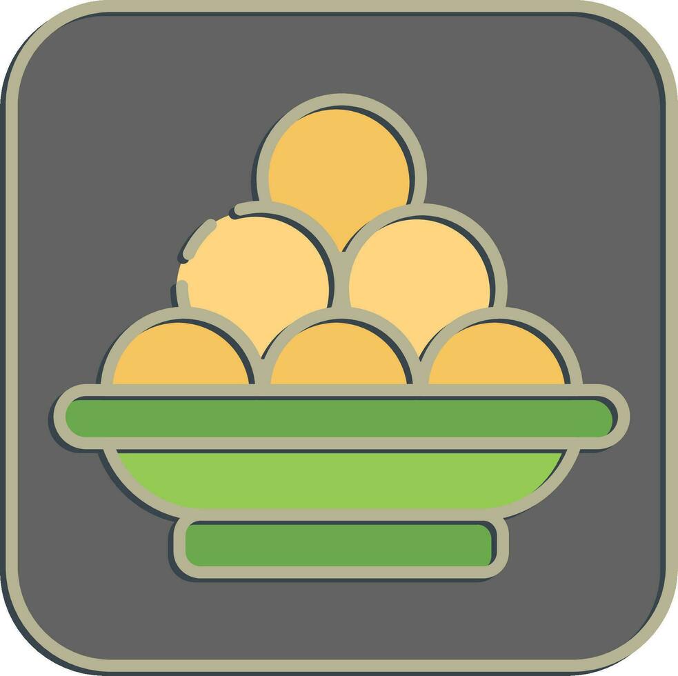 Icon laddu. Diwali celebration elements. Icons in embossed style. Good for prints, posters, logo, decoration, infographics, etc. vector