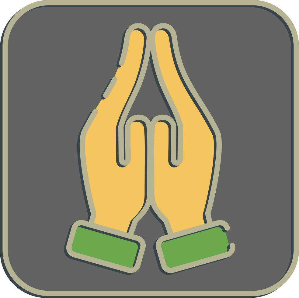 Icon pray. Diwali celebration elements. Icons in embossed style. Good for prints, posters, logo, decoration, infographics, etc. vector