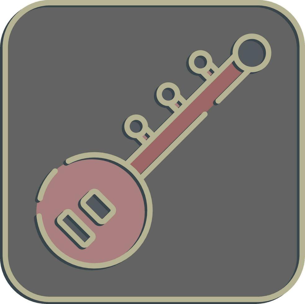 Icon sitar. Diwali celebration elements. Icons in embossed style. Good for prints, posters, logo, decoration, infographics, etc. vector