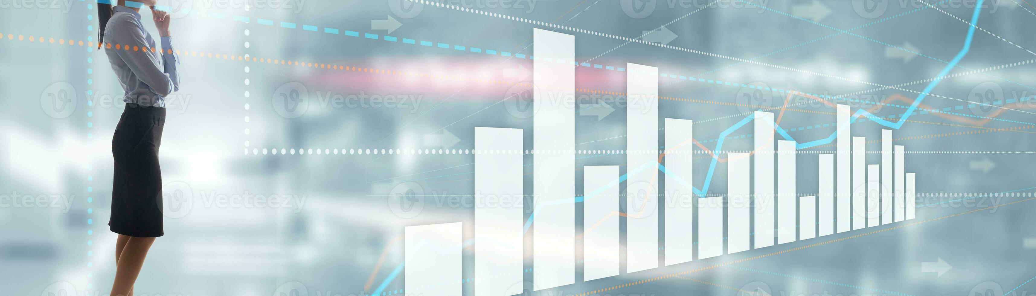 lines and arrows going perspective. Stock Market chart. Presentation background photo