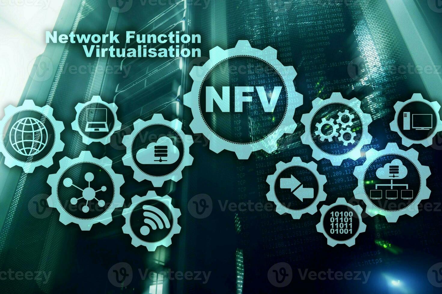 NFV Network Function Virtualization. Architecture Technologies Virtual Machines Concept photo