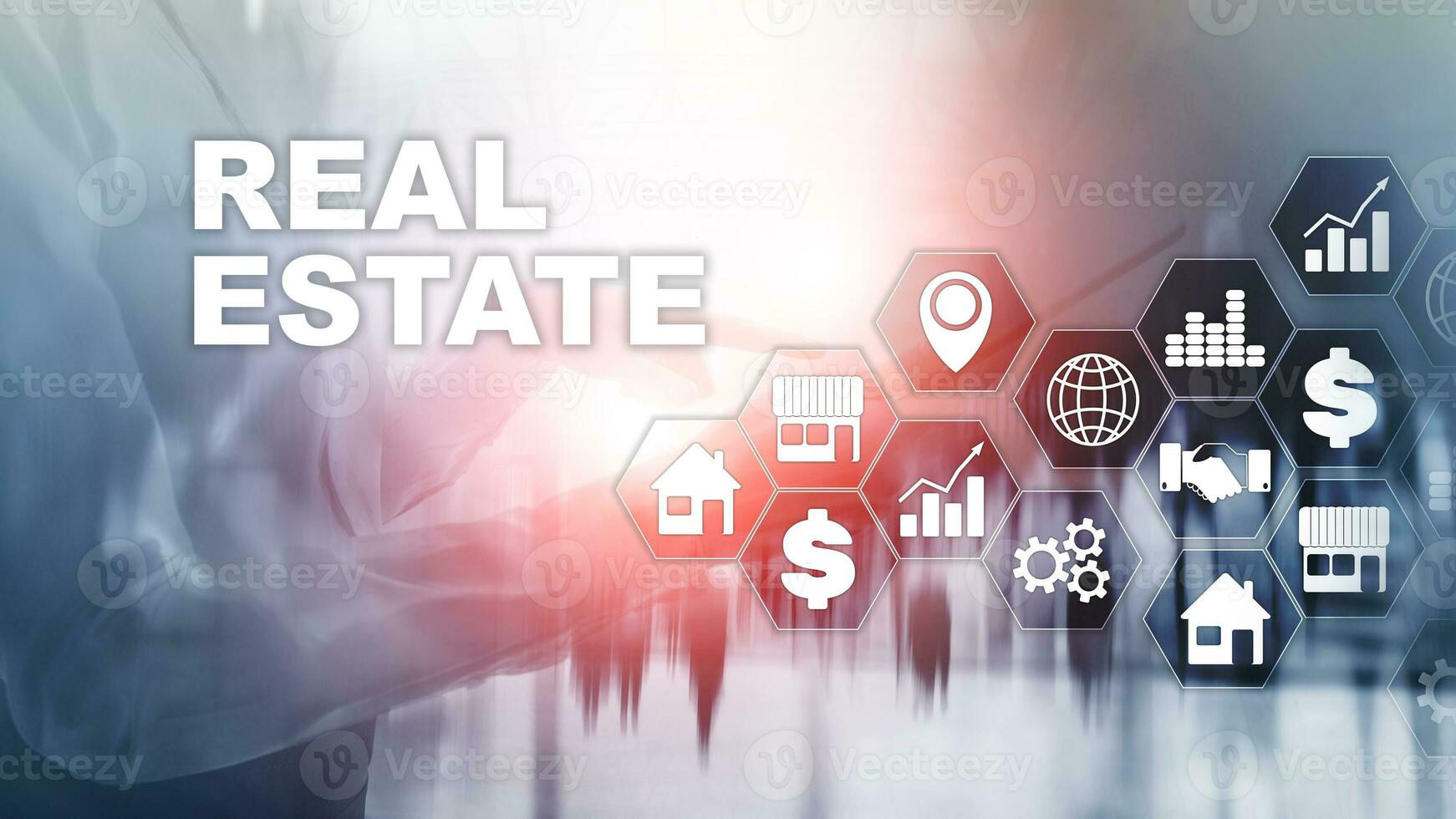 Real estate. Property insurance and security concept. Abstract business background photo