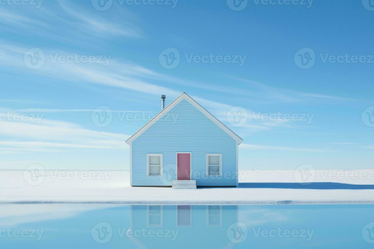 simplistic view of a house near the beach AI generated photo