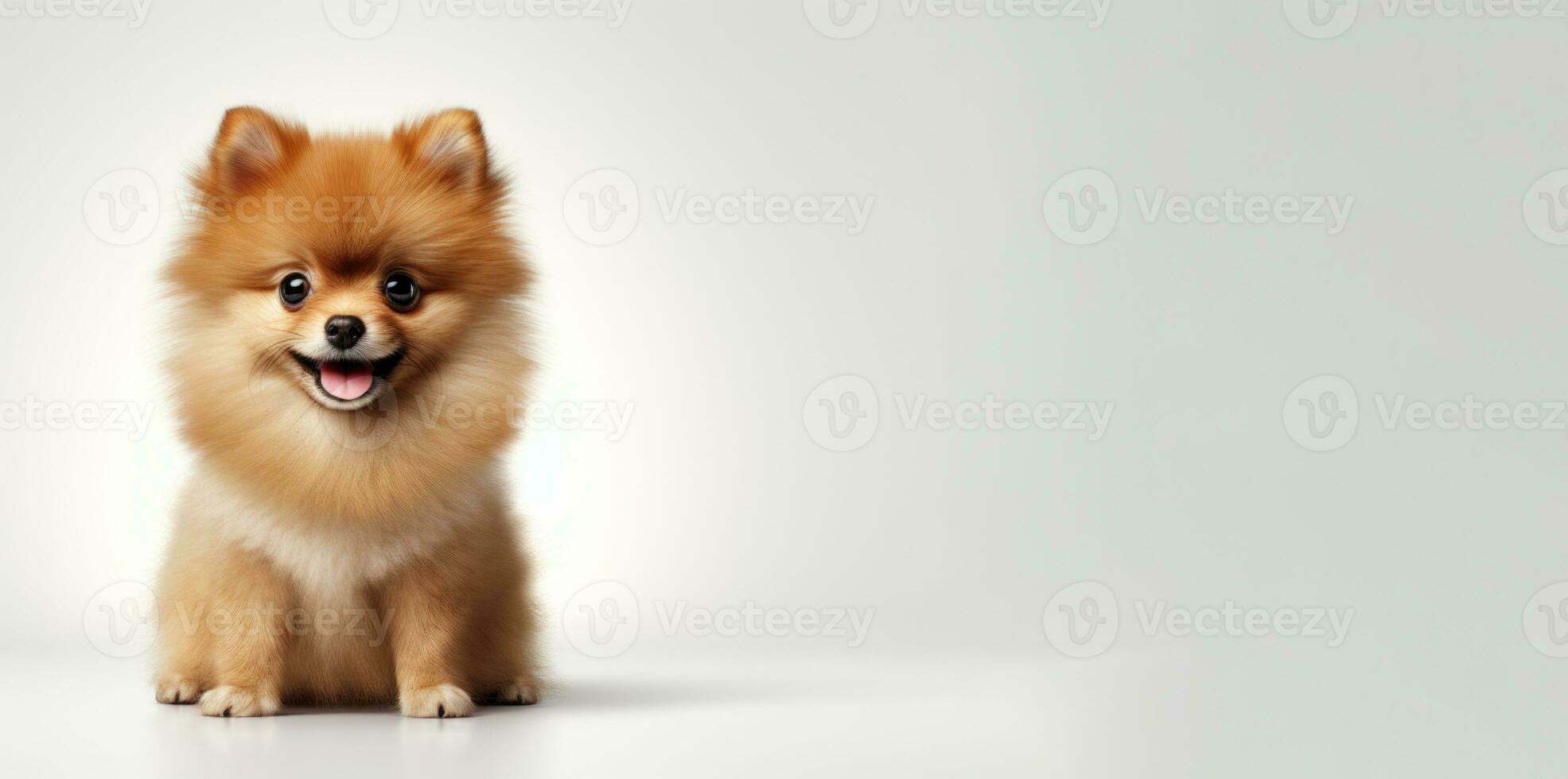 Banner cute pomeranian dog AI generated photo