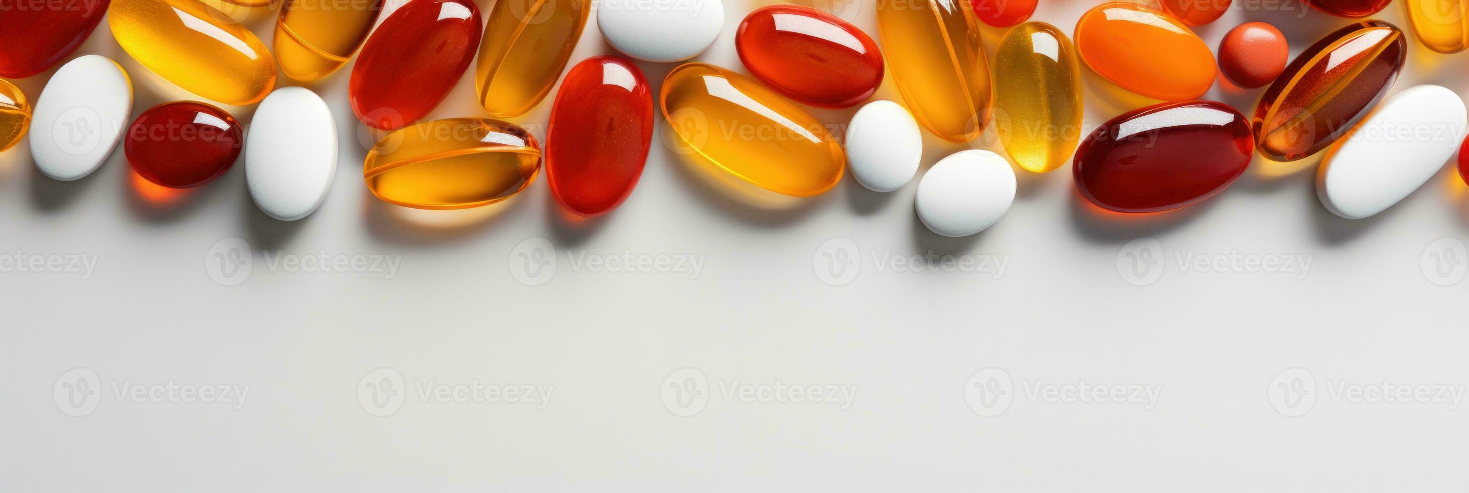 Banner Orange and rot pills AI generated photo