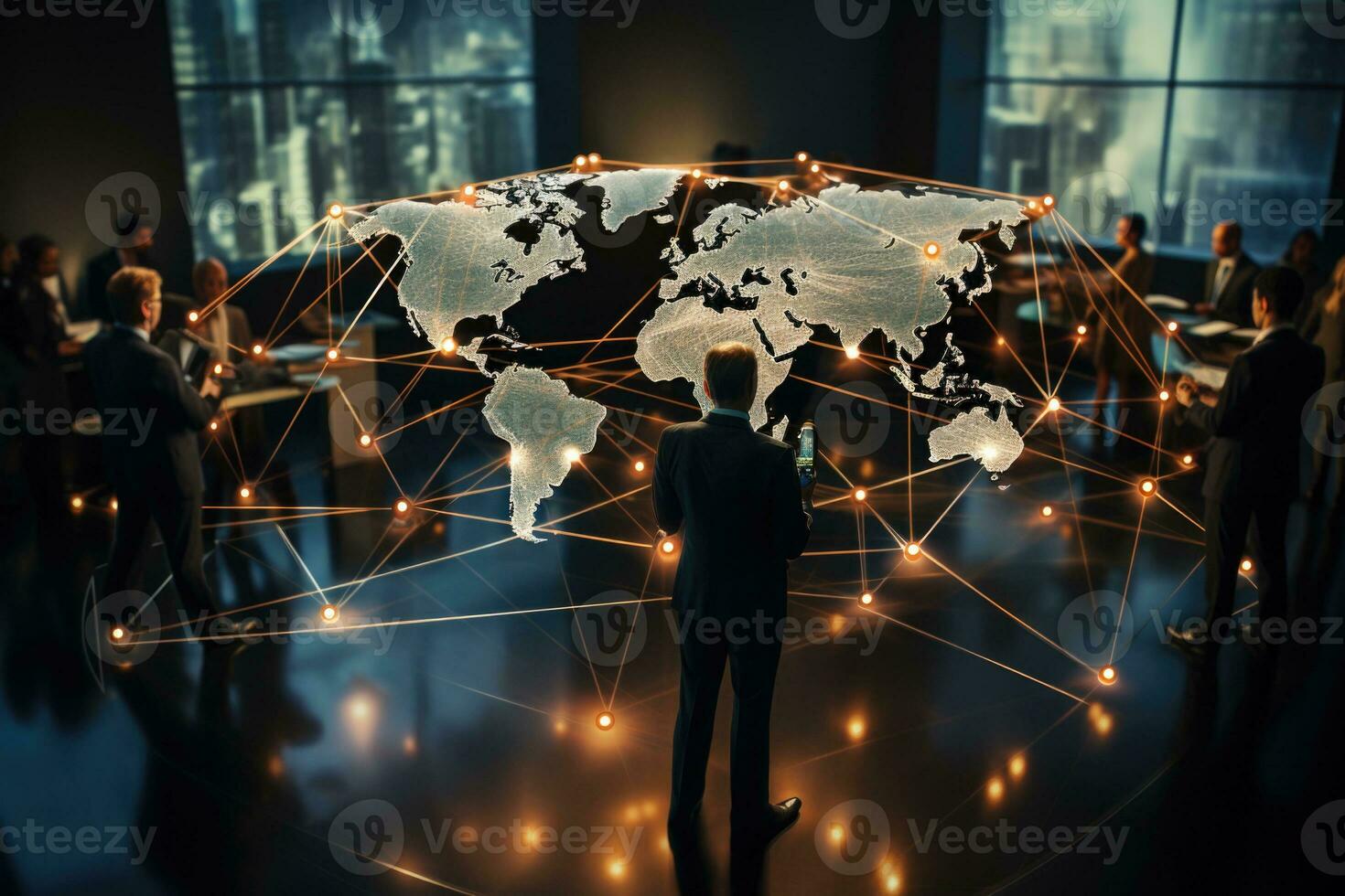 Global business networking structure AI Generative photo