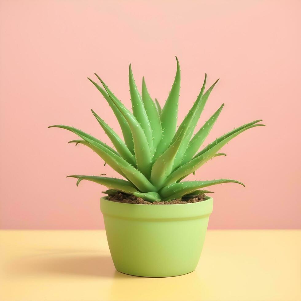 linda áloe planta en un maceta con antecedentes - ai generado foto