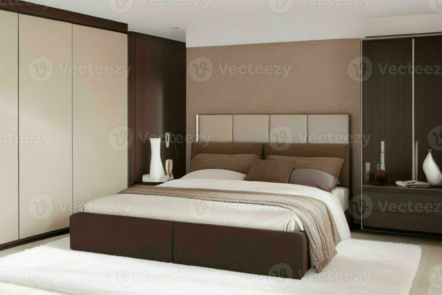 Modern Bedroom style. AI Generative Pro Photo