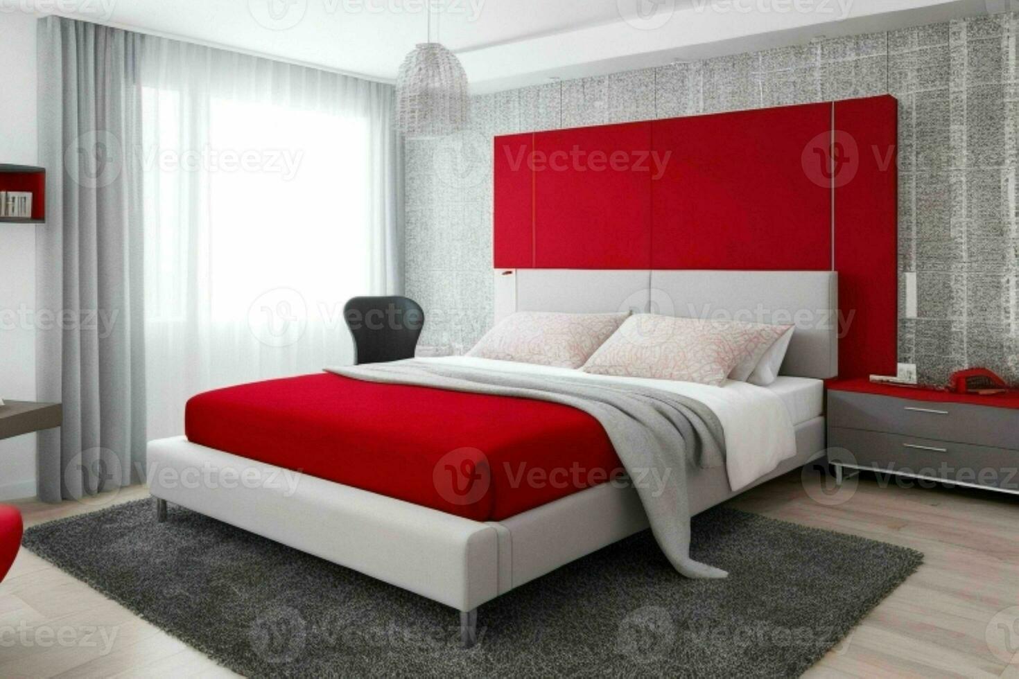 Modern Bedroom style. AI Generative Pro Photo