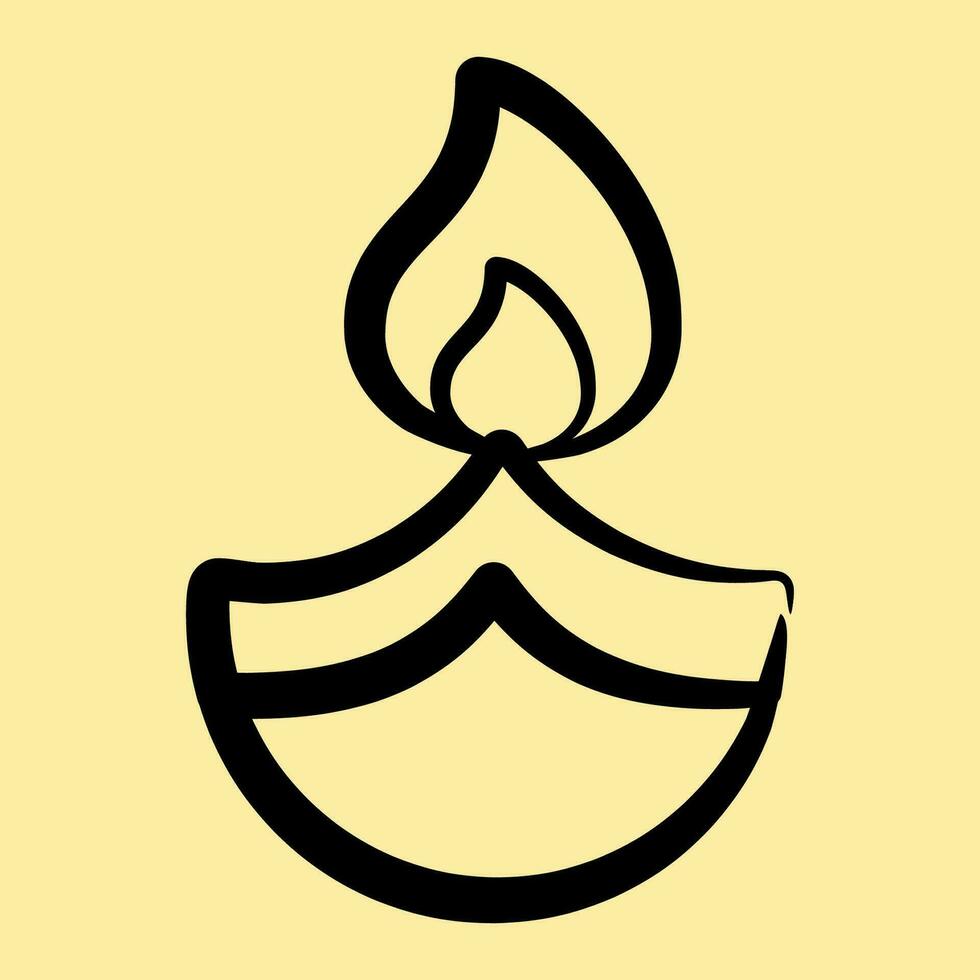 Icon fire lamp. Diwali celebration elements. Icons in hand drawn style. Good for prints, posters, logo, decoration, infographics, etc. vector
