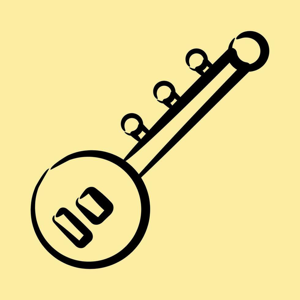 Icon sitar. Diwali celebration elements. Icons in hand drawn style. Good for prints, posters, logo, decoration, infographics, etc. vector