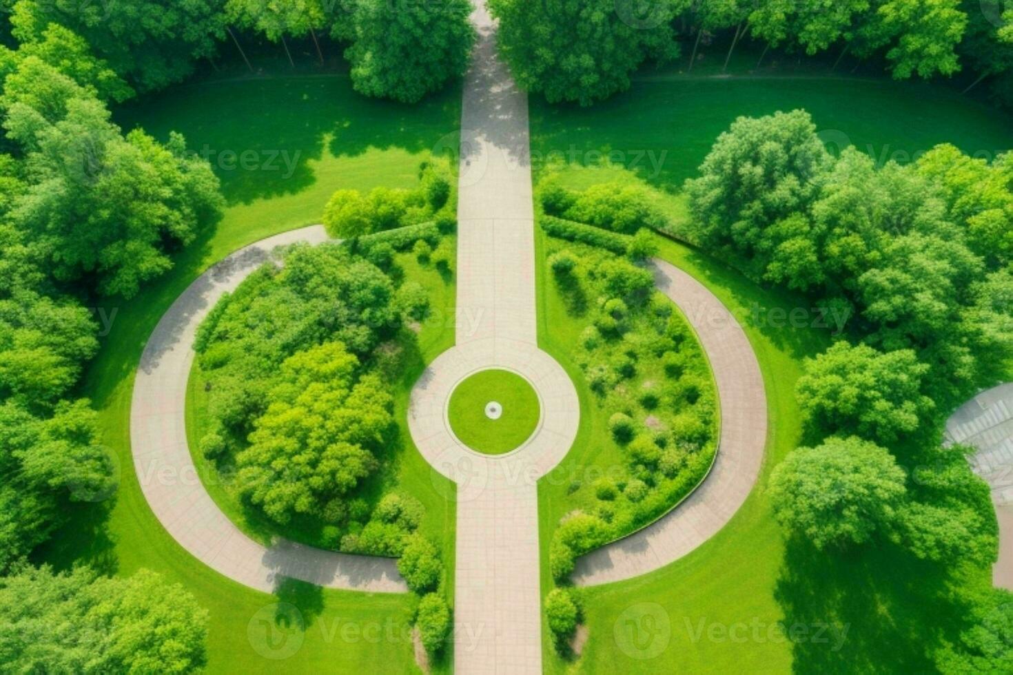 Beautiful landscape park with trees and sun. Colorful foliage in the park. AI Generative Pro Photo