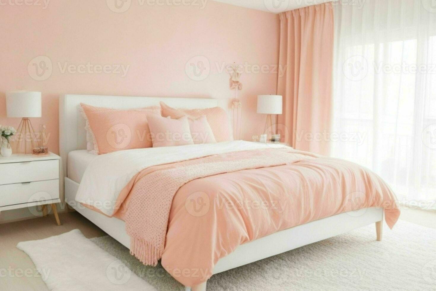 Contemporary Bedroom style. AI Generative Pro Photo