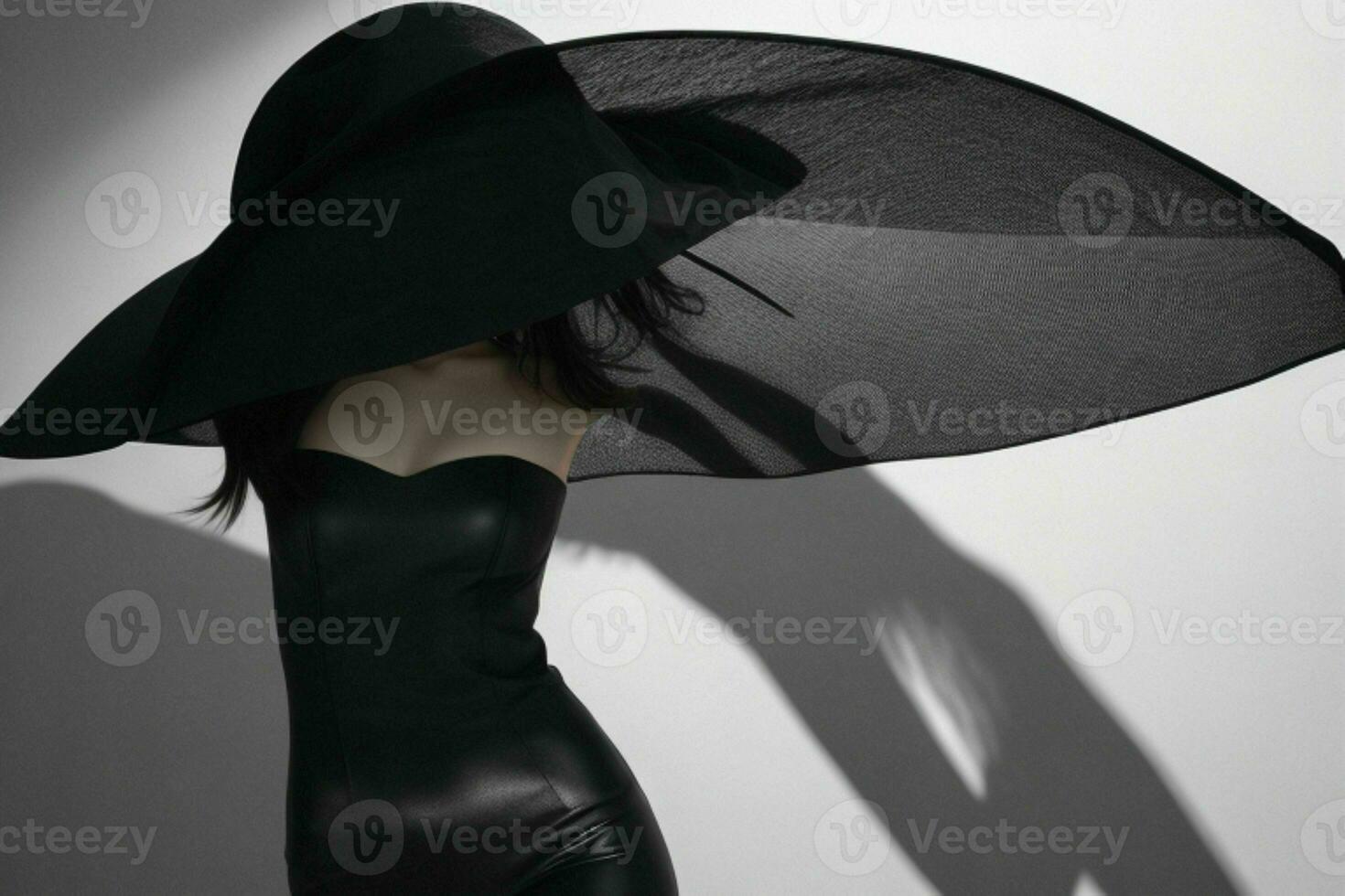 Fashion model woman with hard shadow. AI Generative Pro Photo
