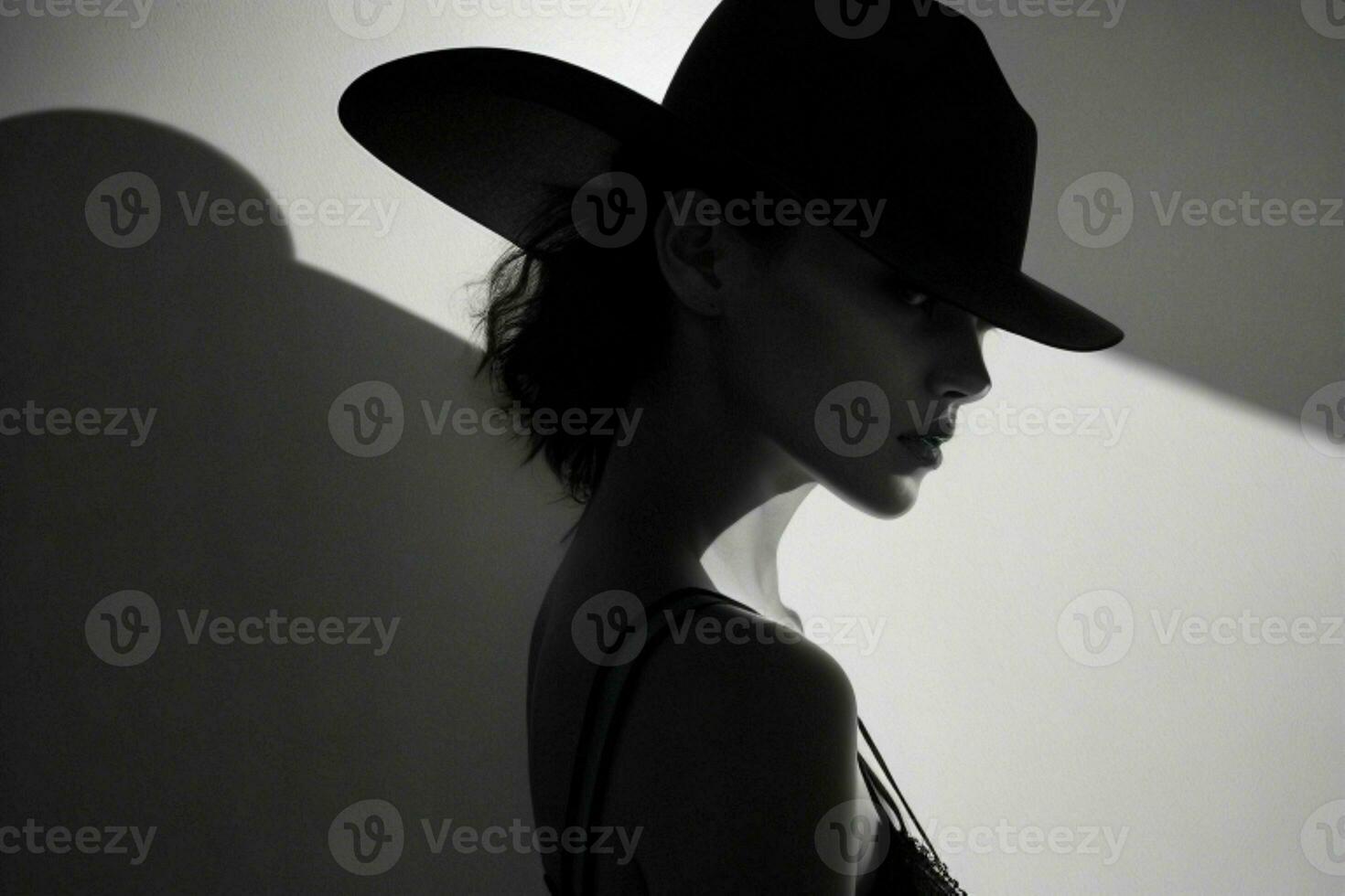 Fashion model woman with hard shadow. AI Generative Pro Photo