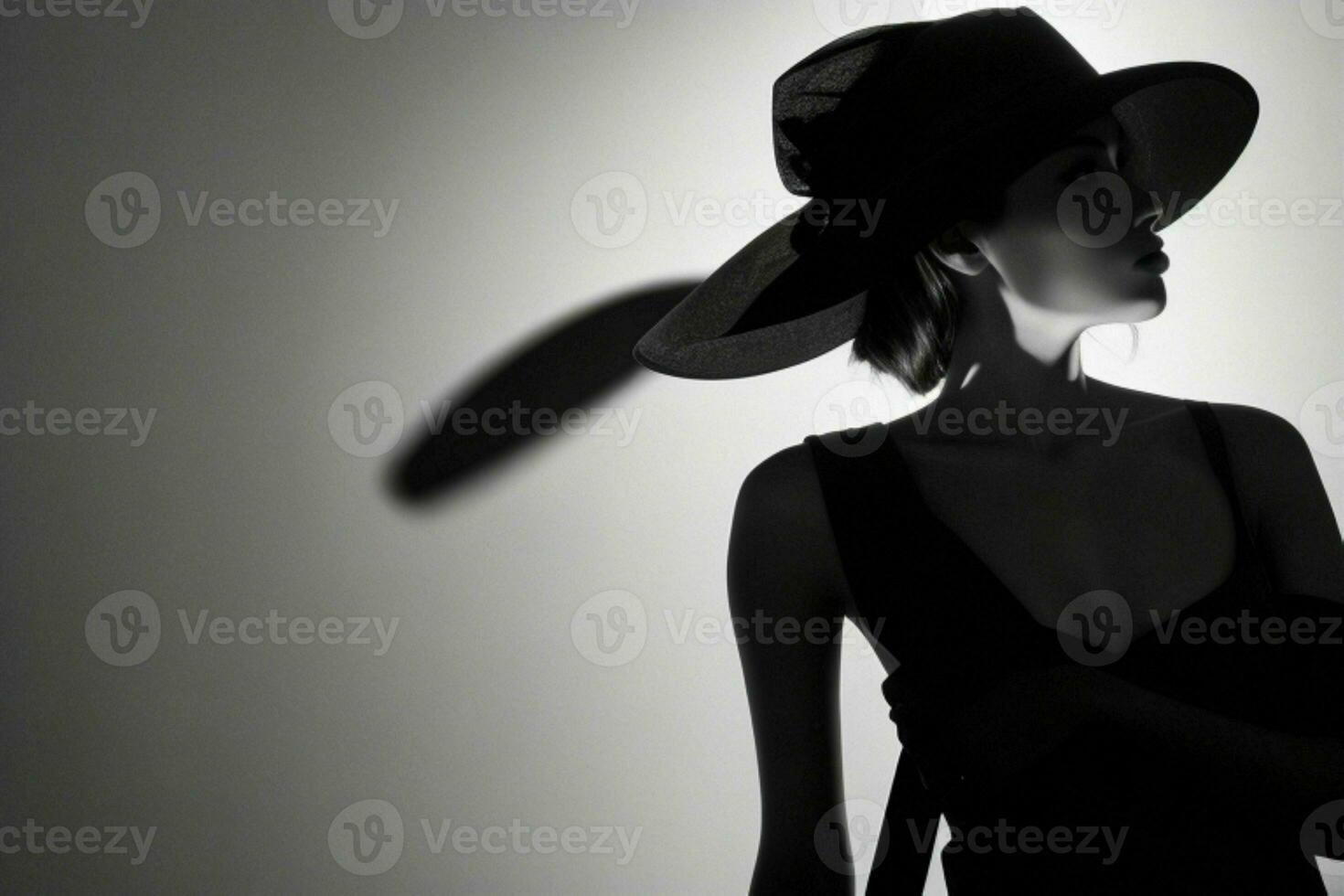 Fashion model woman with hard shadow. AI Generative Pro Photo