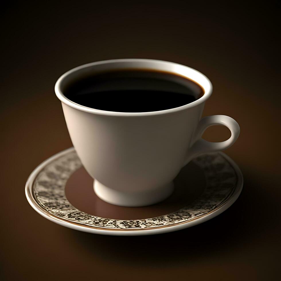 Close up Coffee Cup on Wooden Table AI Generated photo