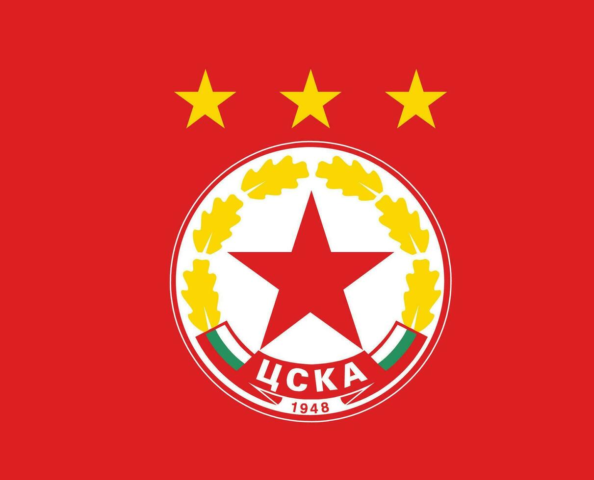 CSKA Sofia Club Logo Symbol Bulgarie League Football Abstract Design Vector Illustration With Red Background